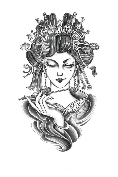 Ornate Smoke Muse Temporary Tattoo - INKARTISAN