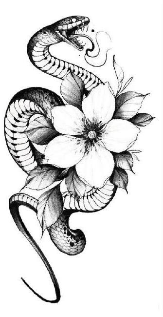 Enchanted Serpent & Bloom Tattoo - INKARTISAN