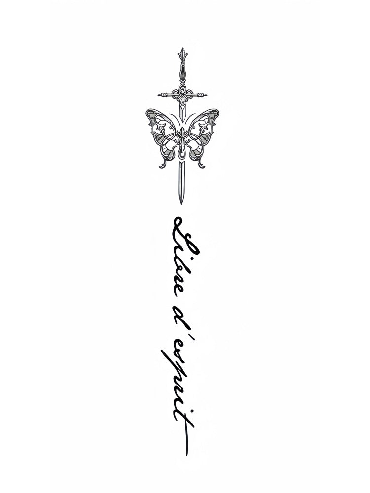 Free Spirit - Sword & Butterfly Temporary Tattoo | INKARTISAN