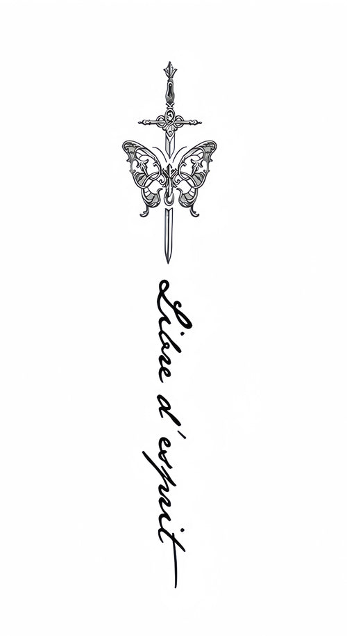 Free Spirit - Sword & Butterfly Temporary Tattoo | INKARTISAN