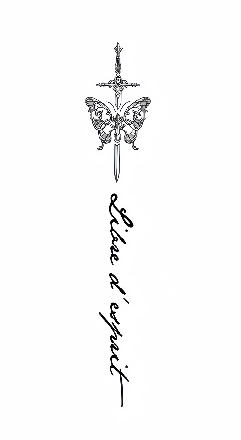 Free Spirit - Sword & Butterfly Temporary Tattoo | INKARTISAN