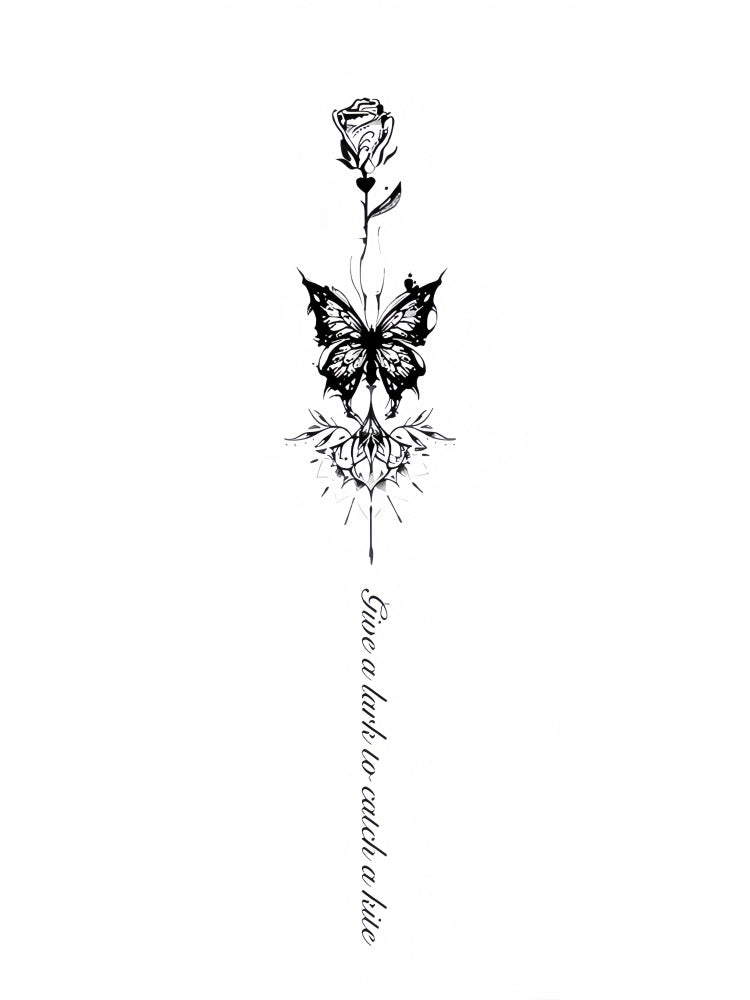 Gain & Lost Butterfly & Rose Temporary Tattoo - INKARTISAN