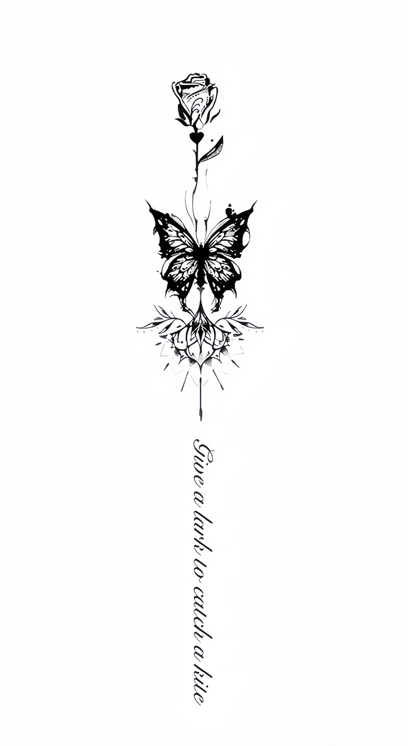 Gain & Lost Butterfly & Rose Temporary Tattoo - INKARTISAN