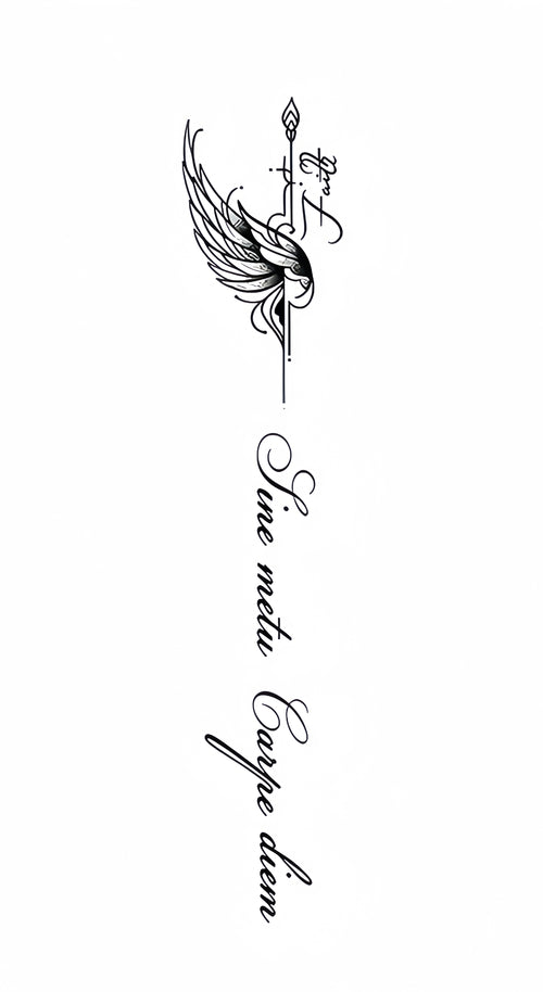 ​Fearless Wing Temporary Tattoo for Spine - INKARTISAN