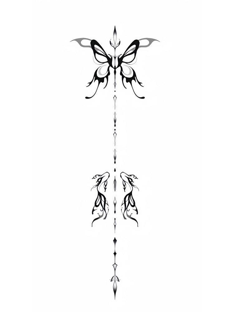 Dual Metamorphosis Butterfly & KOI Temporary Tattoo