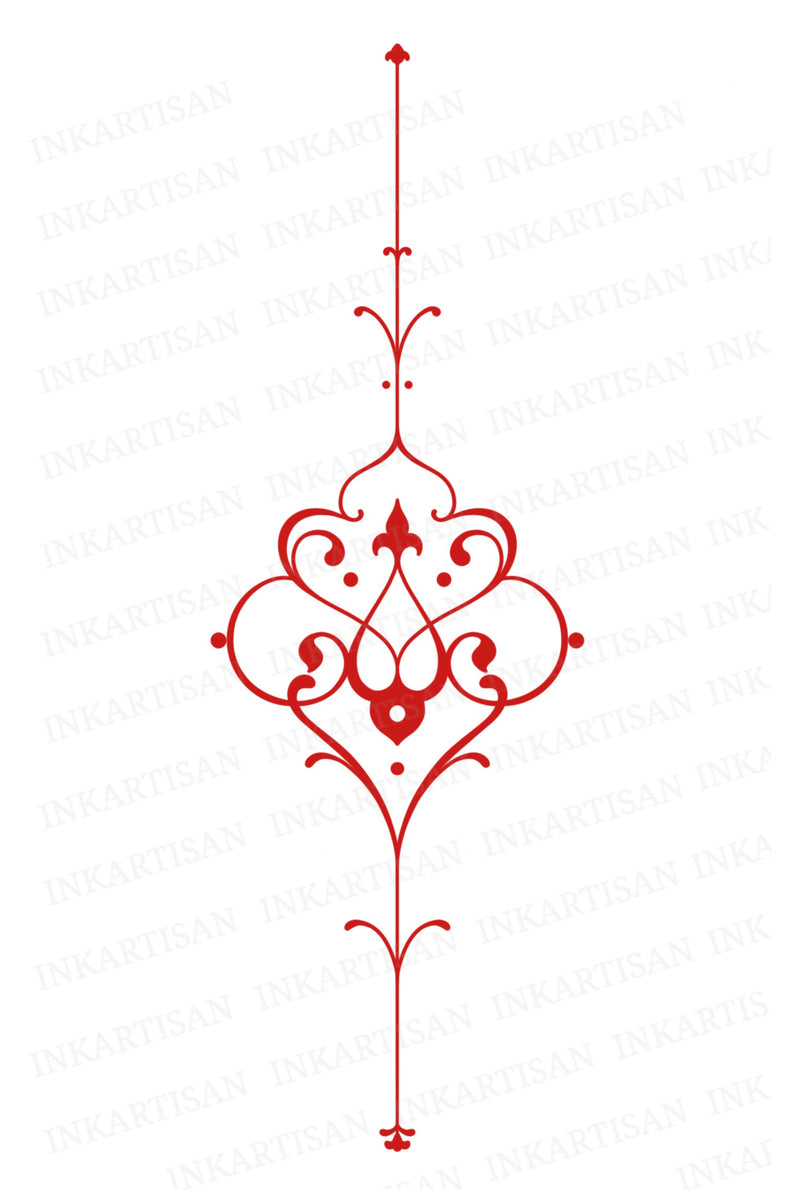 Crimson Lacework Temporary Tattoo - INKARTISAN