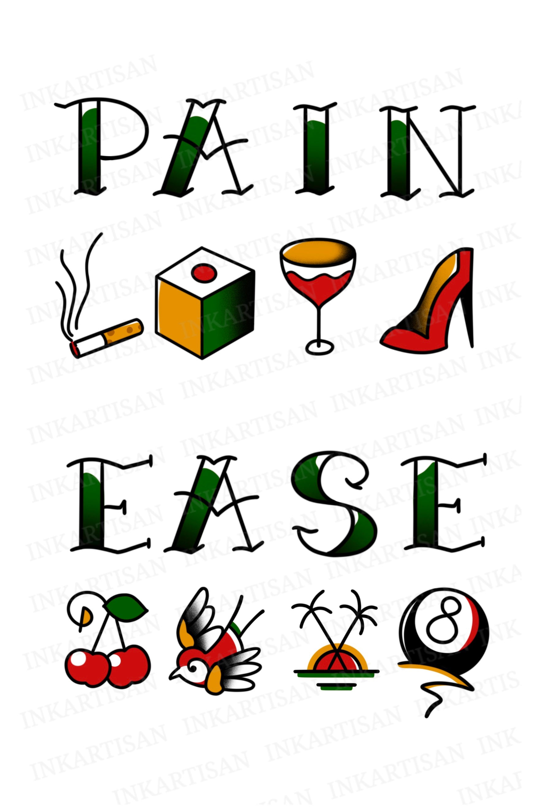 Ease the Pain Temporary Tattoo - INKARTISAN