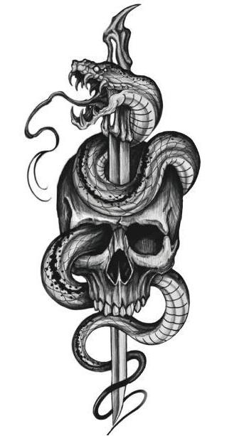 Serpent and Skull Temporary Tattoo- INKARTISAN