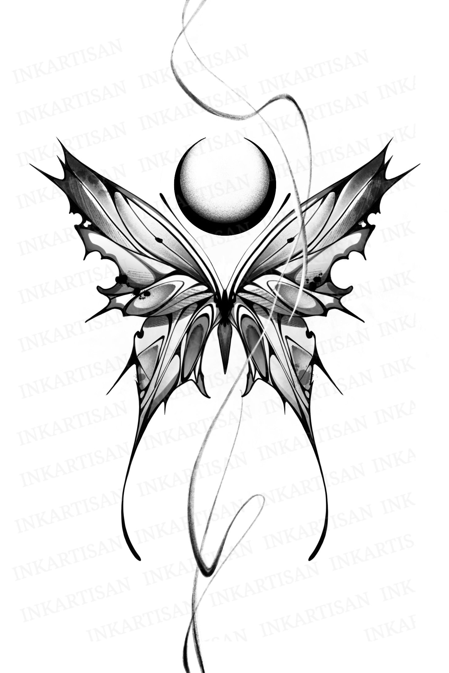 Butterfly Under Crescent - INKARTISAN Temporary Tattoos