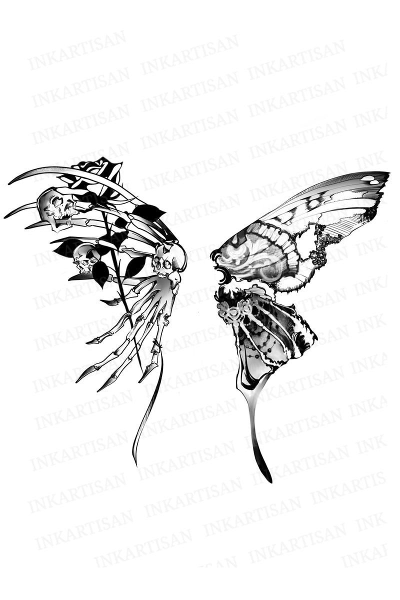 Butterfly of Duality Temporary Tattoo - INKARTISAN