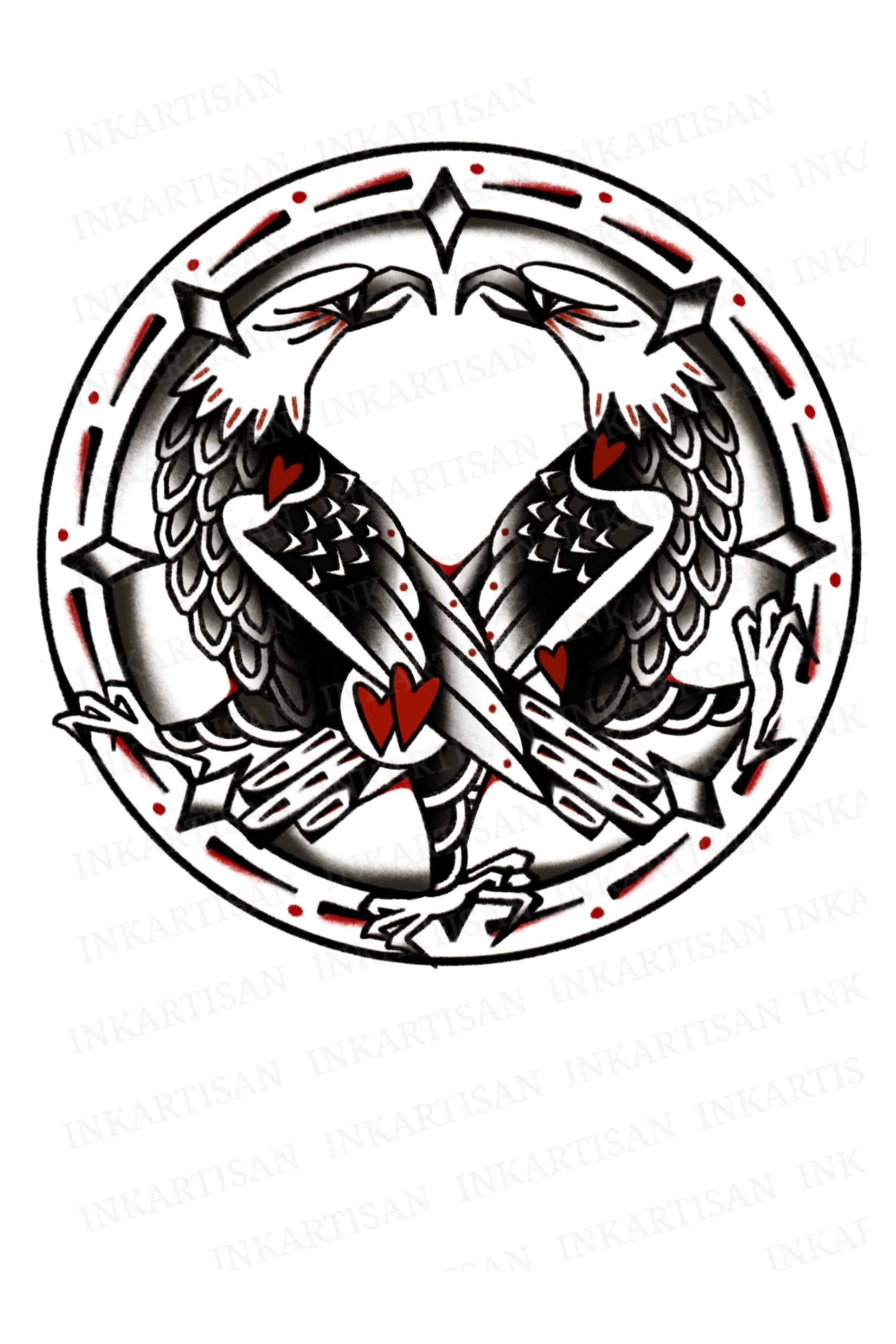 Raptor's Ballet of Love Temporary Tattoo - INKARTISAN