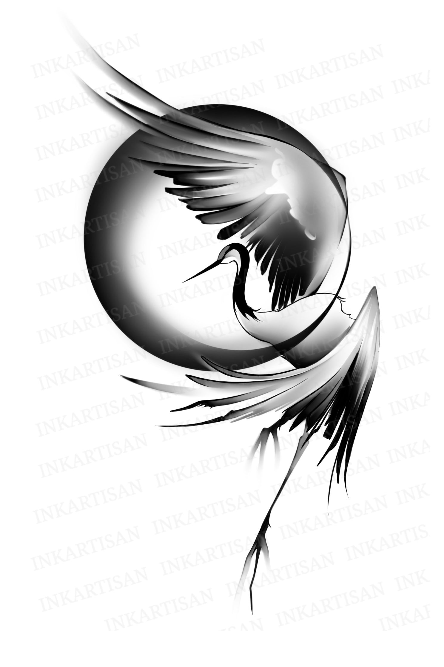 Celestial Crane Temporary Tattoo - INKARTISAN