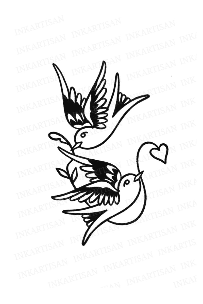 Lovebirds & Vine Temporary Tattoo - INKARTISAN