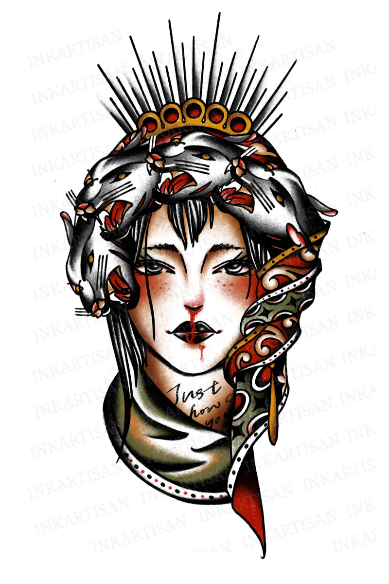 Queen of the Abyss Temporary Tattoo - INKARTISAN