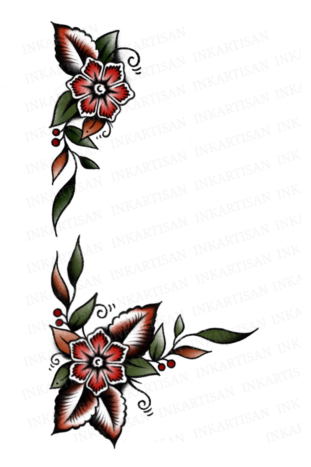 Crimson Petal Duets Temporary Tattoo - INKARTISAN