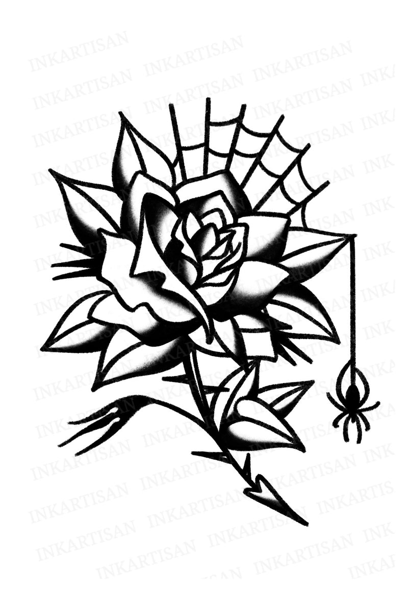 Webbed Rose Temporary Tattoo - INKARTISAN