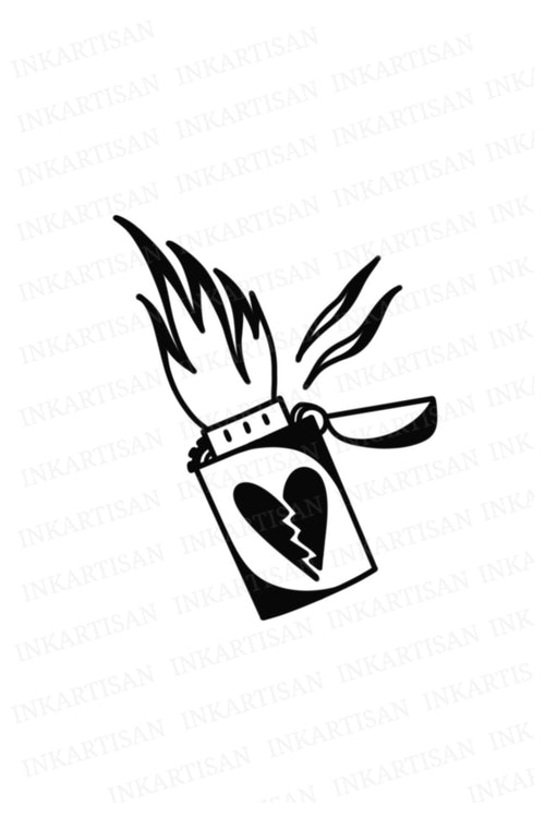 Burning Heartbreak Temporary Tattoo - INKARTISAN