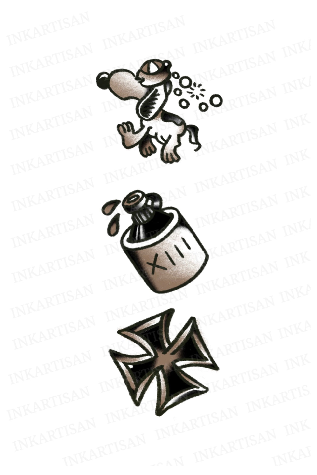 Pup's Adventure in Bottle Temporary Tattoo - INKARTISAN