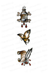 Bloody Ink & Butterfly Temporary Tattoo - INKARTISAN