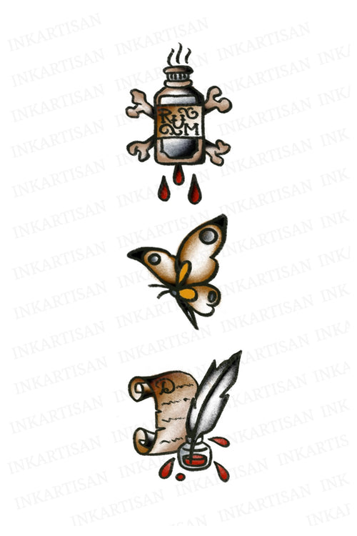 Bloody Ink & Butterfly Temporary Tattoo - INKARTISAN