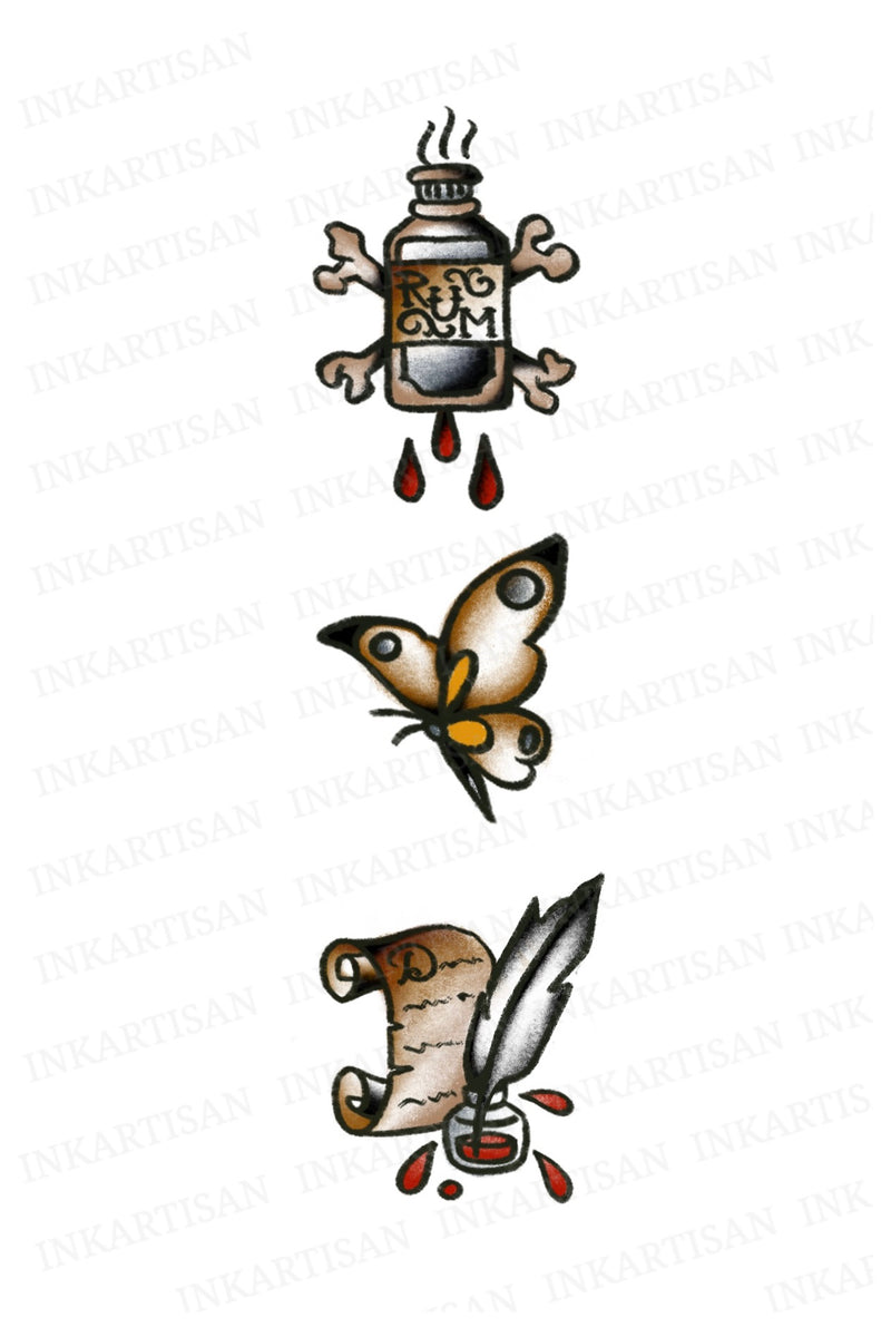 Bloody Ink & Butterfly Temporary Tattoo - INKARTISAN