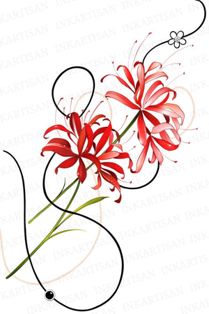 Red Spider Lily Temporary Tattoo - INKARTISAN